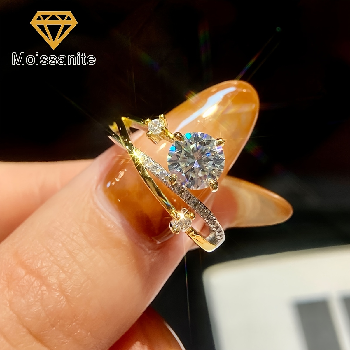 Women's 1ct Moissanite Promise Wedding Engagement Ring